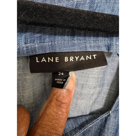 Lane Bryant Women's jumpsuit Chambray Sleeveless Elastic Tie Waist & Pockets Siz - Picture 11 of 12